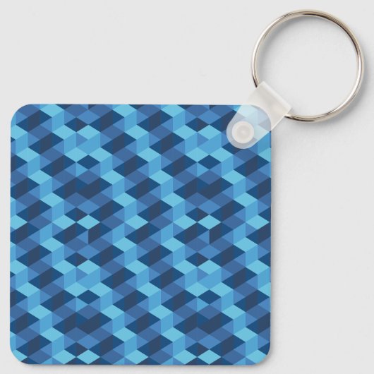 Geometrisch blauw patroon sleutelhanger (Achterkant)