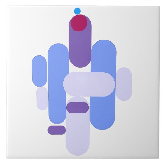 geometrisch blauw patroon tegeltje (Voorkant)