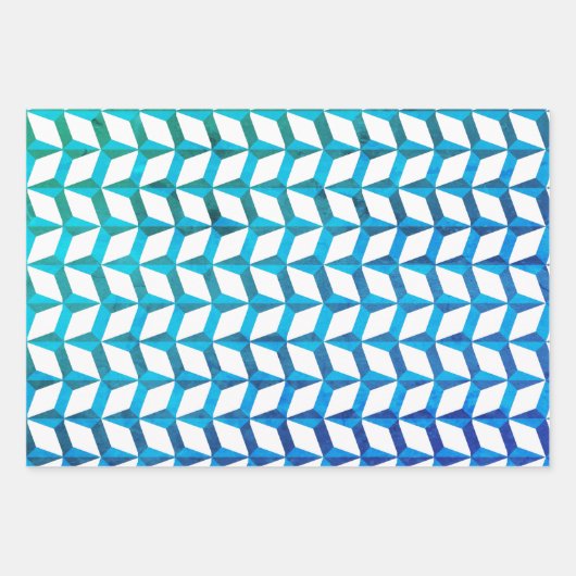 Geometrisch blauw patroonontwerp inpakpapier vel (Voorkant 3)