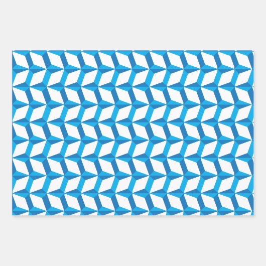 Geometrisch blauw patroonontwerp inpakpapier vel (Voorkant)
