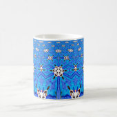 Geometrisch blauw raster koffie mok (Center)