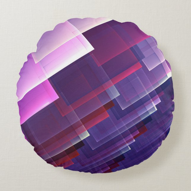 Geometrisch blauw rond kussen (Voorkant)