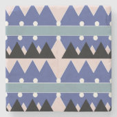 Geometrisch Blauw Roze Zwart Blauwgroen Patroon Stenen Onderzetter (Voorkant)