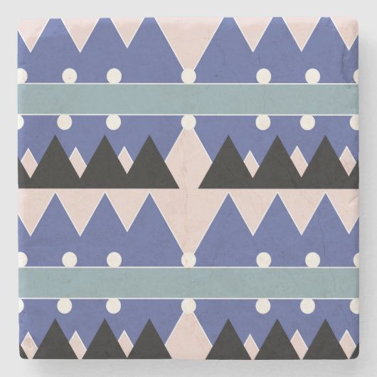 Geometrisch Blauw Roze Zwart Blauwgroen Patroon Stenen Onderzetter (Voorkant)