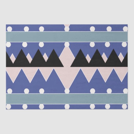 Geometrisch Blauw Roze Zwart Blauwgroen Patroon Tissuepapier (Voorkant)