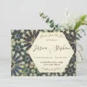 Geometrisch blauw Tegels bruiloft uitnodiging (Staand voorkant)