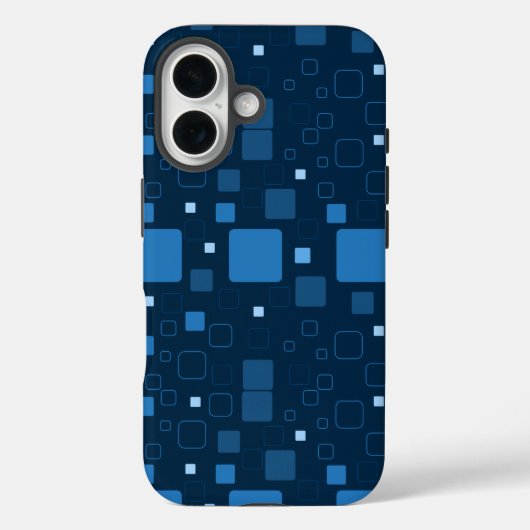 Geometrisch blauw vierkant patroon Case-Mate iPhone case (Achterkant)