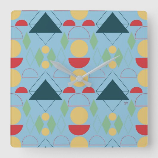 Geometrisch blauw vierkante klok (Voorkant)