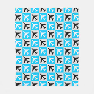 Geometrisch Blauw Wit Luchtvaart Jets Vliegtuig Fleece Deken