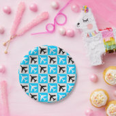 Geometrisch Blauw Wit Luchtvaart Jets Vliegtuig Papieren Bordje (Feest)