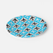 Geometrisch Blauw Wit Luchtvaart Jets Vliegtuig Papieren Bordje (Gekanteld)