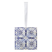  Geometrisch Blauw Wit Tegel Kerstmis Decoratie (Rechts)