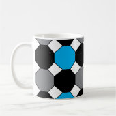 Geometrisch blauw zwart grijs koffiemok (Links)