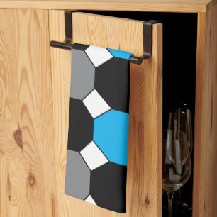 Geometrisch blauw zwart grijs theedoek