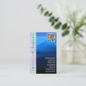 Geometrisch | Blauwe golf | QR-code Visitekaartje (Staand voorkant)