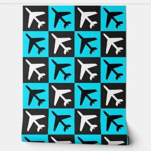 Geometrisch Blauwe Luchtvaart Vliegende Jets Vlieg Behang