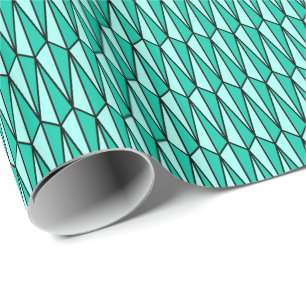 Geometrisch, blauwgroen en aqua halverwege de eeuw cadeaupapier