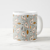 Geometrisch Blauwgroen en blauw patroon Grote Koffiekop (Voorkant rechts)