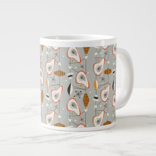 Geometrisch Blauwgroen en blauw patroon Grote Koffiekop (Voorkant rechts)