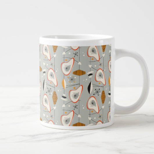 Geometrisch Blauwgroen en blauw patroon Grote Koffiekop (Rechts)