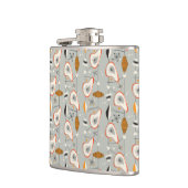 Geometrisch Blauwgroen en blauw patroon Heupfles (Links)