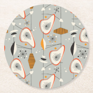 Geometrisch Blauwgroen en blauw patroon Ronde Kartonnen Onderzetter