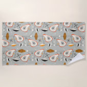 Geometrisch Blauwgroen en blauw patroon Strandlaken (Voorkant)