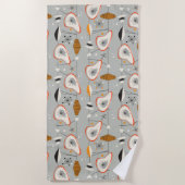 Geometrisch Blauwgroen en blauw patroon Strandlaken (Voorkant)