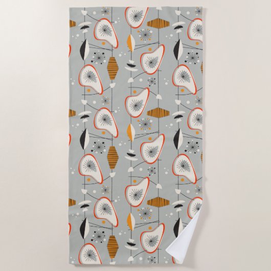 Geometrisch Blauwgroen en blauw patroon Strandlaken (Voorkant)