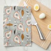 Geometrisch Blauwgroen en blauw patroon Theedoek (Quarter Fold)