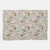 Geometrisch Blauwgroen en blauw patroon Theedoek (Horizontaal)