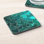 Geometrisch Blauwgroen en goud Bier Onderzetter (Linkerzijde)