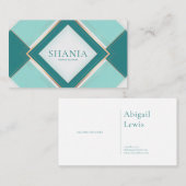 Geometrisch Blauwgroen en goud Visitekaartje (Voorkant / Achterkant)