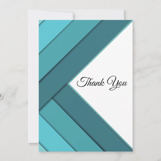 Geometrisch Blauwgroen en Wit Bedankkaart (Voorkant)