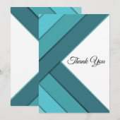 Geometrisch Blauwgroen en Wit Bedankkaart (Voorkant / Achterkant)