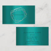 Geometrisch blauwgroen goudligonaal Lijst Visitekaartje (Voorkant / Achterkant)