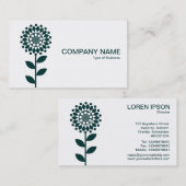 Geometrisch Bloem - Dk Groen op Wit Visitekaartje (Voorkant / Achterkant)