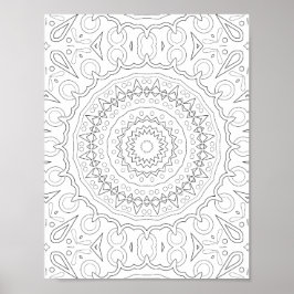 Geometrisch Bloem Motief Mandala Kleurontwerp Poster