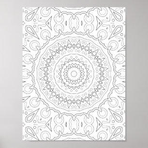 Geometrisch Bloem Motief Mandala Kleurontwerp Poster