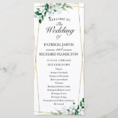 Geometrisch Bloemen Groen Huwelijksceremonie Progr Programmakaart (Voorkant)