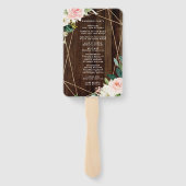 Geometrisch Bloemen Rustiek Hout Trouwprogramma Handwaaier (Achterkant)