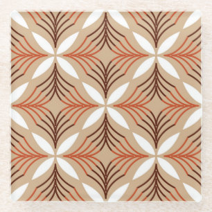 Geometrisch bloemenpatroon: artistiek ontwerp glazen onderzetter