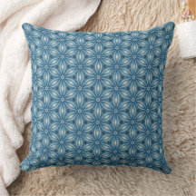 Geometrisch bloemenpatroon / tinten blauw w / wit