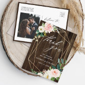 Geometrisch bloemenrustiek hout Dank u foto Briefkaart