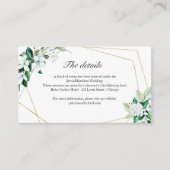 Geometrisch bloemig groen huwelijksenclosure informatiekaartje (Voorkant)
