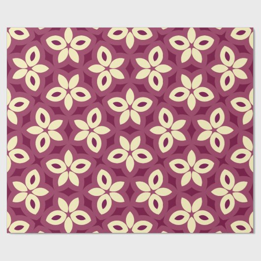 Geometrisch bloemmotief in Bourgogne en crème Cadeaupapier (Vlak)