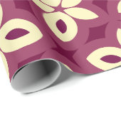 Geometrisch bloemmotief in Bourgogne en crème Cadeaupapier (Rol Hoek)