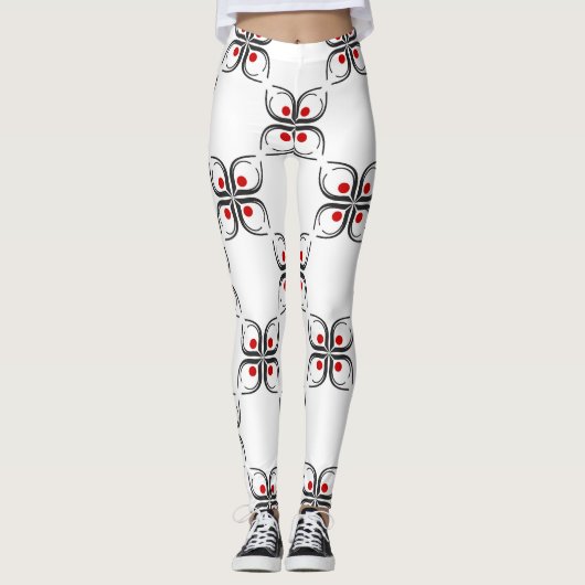 Geometrisch Bloemmotief Leggings (Voorkant)