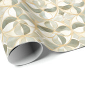 Geometrisch bloemmotief patroon in aardse tonen cadeaupapier (Rol Hoek)