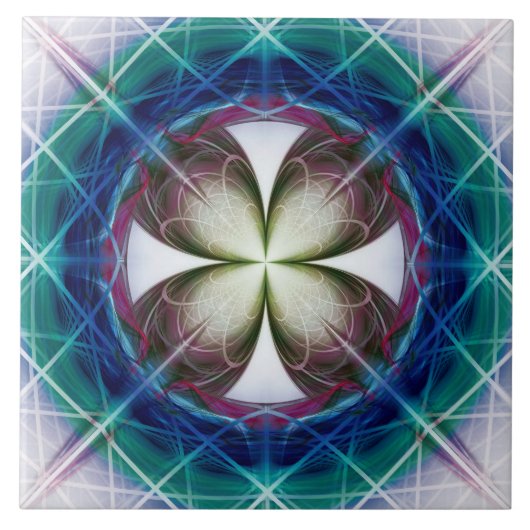 Geometrisch bloemmotief tegeltje (Voorkant)